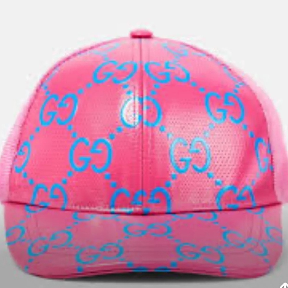 Gucci Pink and Blue leather Logo Cap